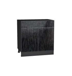 Шкаф нижний с 2-мя дверцами и ящиком Валерия-М, цвет: Черный металлик дождь