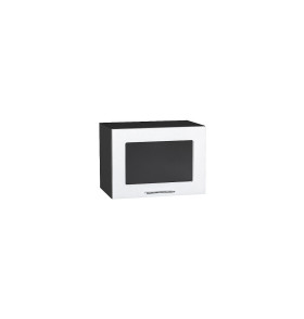 Шкаф верхний горизонтальный остекленный Валерия-М, цвет: Белый металлик