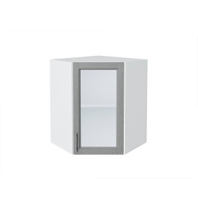 Шкаф верхний угловой остекленный Сканди, цвет: Grey Softwood