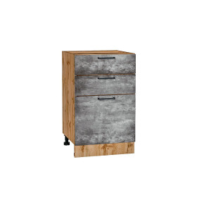 Шкаф нижний с 3-мя ящиками Флэт, цвет: Temple Stone 2S