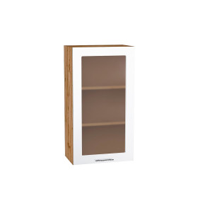 Шкаф верхний с 1-ой остекленной дверцей Валерия-М, цвет: Белый глянец