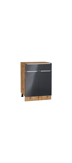 Шкаф нижний с 2-мя дверцами и ящиком Фьюжн, цвет: Anthracite | Акрилит, Anthracite