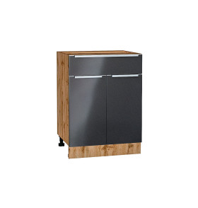 Шкаф нижний с 2-мя дверцами и ящиком Фьюжн, цвет: Anthracite