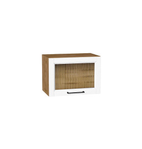 Шкаф верхний горизонтальный остекленный Сканди, цвет: White Silkwood