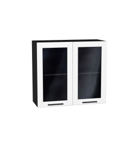 Шкаф верхний с 2-мя остекленными дверцами Глетчер, цвет: Айленд Силк