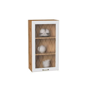 Шкаф верхний с 1-ой остекленной дверцей Ницца, цвет: Белый