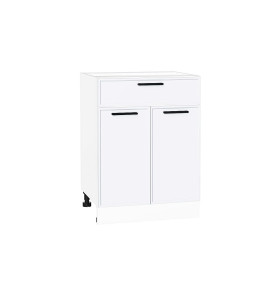 Шкаф нижний с 2-мя дверцами и ящиком Фрейм, цвет: White Silk