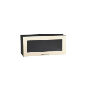 Шкаф верхний горизонтальный остекленный Валерия-М, цвет: Бежевый металлик