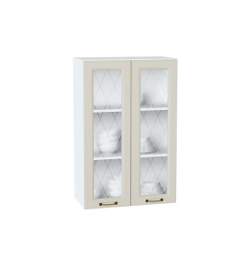 Шкаф верхний с 2-мя остекленными дверцами Ницца, цвет: Агат