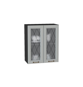 Шкаф верхний с 2-мя остекленными дверцами Ницца, цвет: Графит