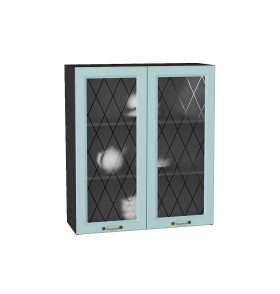 Шкаф верхний с 2-мя остекленными дверцами Ницца, цвет: Голубой