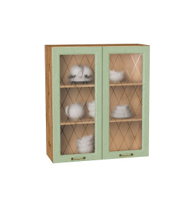 Шкаф верхний с 2-мя остекленными дверцами Ницца, цвет: Дуб оливковый