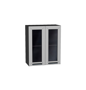 Шкаф верхний с 2-мя остекленными дверцами Глетчер, цвет: Гейнсборо Силк