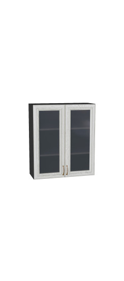 Шкаф верхний с 2-мя остекленными дверцами Шале, цвет: White Dreamline | Эко Шпон — структурный материал с защитным слоем оверлея (Южная Корея). Отличается высокой стойкостью к истиранию и механическим повреждениям. Репродукция натуральных материалов — Sup