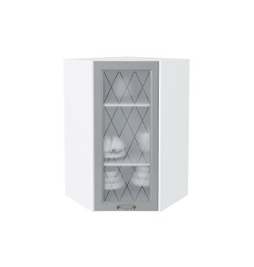 Шкаф верхний угловой остекленный Ницца, цвет: Графит