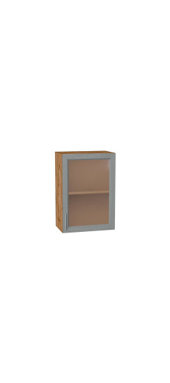 Шкаф верхний с 1-ой остекленной дверцей Сканди, цвет: Grey Softwood | Эко Шпон с уникальным покрытием «Soft-touch» и защитным лаком (Япония)., Grey Softwood