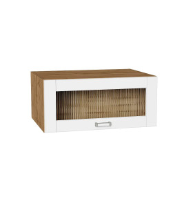 Шкаф верхний горизонтальный остекленный глубокий Лофт, цвет: White Silk