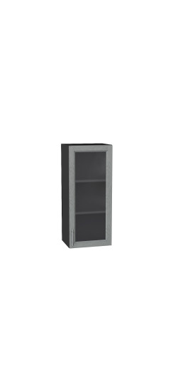 Шкаф верхний с 1-ой остекленной дверцей Сканди, цвет: Grey Softwood | Эко Шпон с уникальным покрытием «Soft-touch» и защитным лаком (Япония)., Grey Softwood