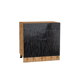 Шкаф нижний с 3-мя ящиками Валерия-М, цвет: Черный металлик дождь