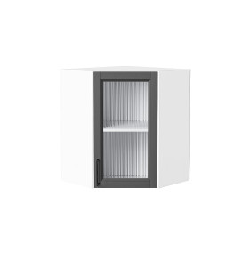 Шкаф верхний угловой остекленный Сканди, цвет: Stormy Silkwood