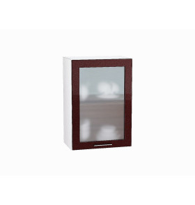 Шкаф верхний с 1-ой остекленной дверцей Валерия-М, цвет: Гранатовый металлик