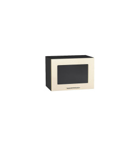 Шкаф верхний горизонтальный остекленный Валерия-М, цвет: Бежевый металлик