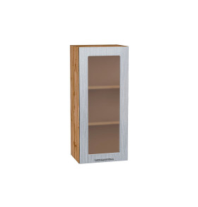 Шкаф верхний с 1-ой остекленной дверцей Валерия-М, цвет: Серый металлик дождь светлый