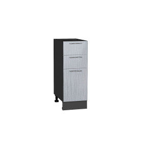 Шкаф нижний с 3-мя ящиками Валерия-М, цвет: Серый металлик дождь светлый