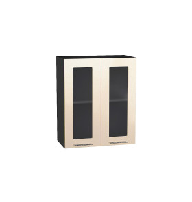 Шкаф верхний с 2-мя остекленными дверцами Валерия-М, цвет: Бежевый металлик