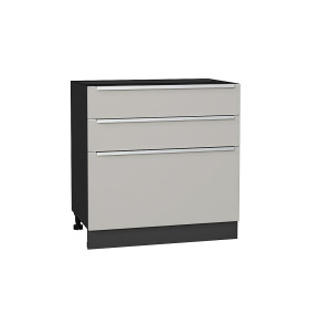 Шкаф нижний с 3-мя ящиками Фьюжн, цвет: Silky Light Grey