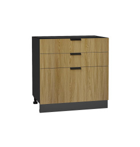 Шкаф нижний с 3-мя ящиками Евро, цвет: Дуб песочный