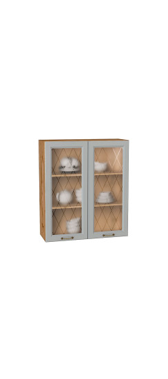 Шкаф верхний с 2-мя остекленными дверцами Ницца, цвет: Графит | Пленка ПВХ., Графит