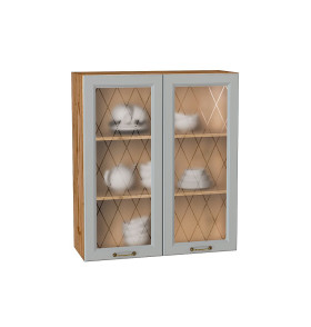 Шкаф верхний с 2-мя остекленными дверцами Ницца, цвет: Графит