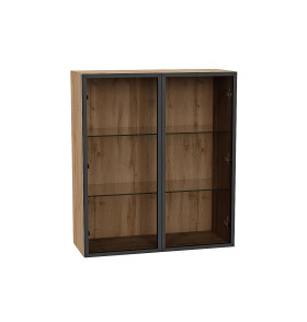 Шкаф верхний с 2-мя остекленными дверцами, цвет: Черный