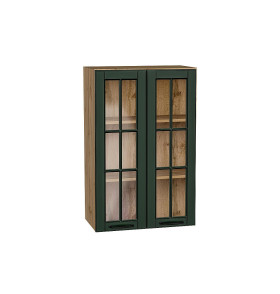 Шкаф верхний с 2-мя остекленными дверцами Дублин, цвет: Special Green