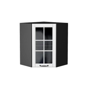 Шкаф верхний угловой остекленный Дублин, цвет: Special White