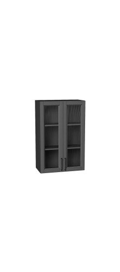 Шкаф верхний с 2-мя остекленными дверцами Сканди, цвет: Stormy Silkwood | ПЭТ, Stormy Silkwood