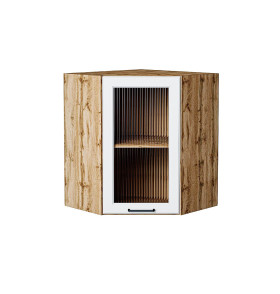 Шкаф верхний угловой остекленный Барселона, цвет: Белый