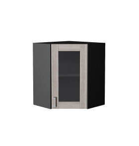 Шкаф верхний угловой остекленный Лофт, цвет: Cappuccino Veralinga