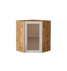 Шкаф верхний угловой остекленный Сканди, цвет: Cappuccino Softwood