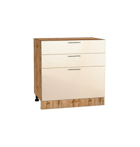 Шкаф нижний с 3-мя ящиками Валерия-М, цвет: Бежевый металлик