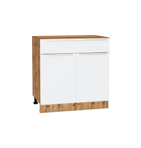 Шкаф нижний с 2-мя дверцами и ящиком Фьюжн, цвет: Silky White