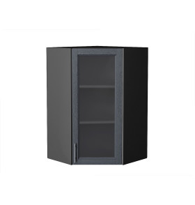 Шкаф верхний угловой остекленный Сканди, цвет: Graphite Softwood