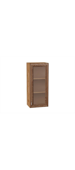 Шкаф верхний с 1-ой остекленной дверцей Шале, цвет: Brown Dreamline | Эко Шпон — структурный материал с защитным слоем оверлея (Южная Корея). Отличается высокой стойкостью к истиранию и механическим повреждениям. Репродукция натуральных материалов — Super