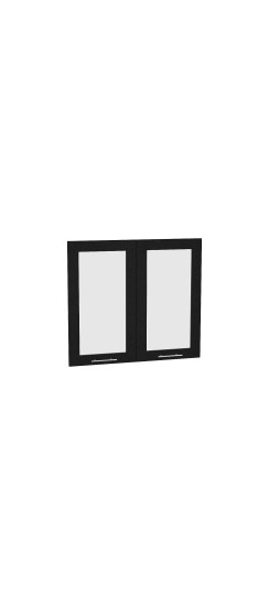 Комплект фасадов Валерия-М со стеклом для каркаса Ф-55 В800, Черный металлик, с ручкой рейлинг