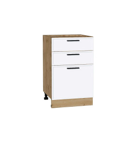 Шкаф нижний с 3-мя ящиками Фрейм, цвет: White Silk