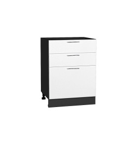 Шкаф нижний с 3-мя ящиками Валерия-М, цвет: Белый металлик