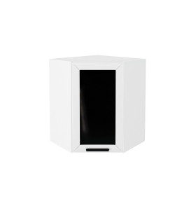 Шкаф верхний угловой остекленный Глетчер, цвет: Айленд Силк