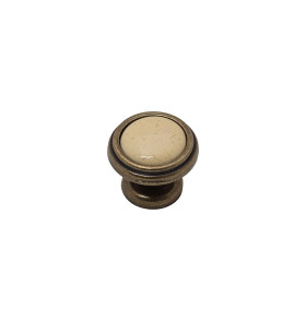 Ручка кнопка мебельная KF03-05, цвет: OAB Оксидированная бронза/Бежевый