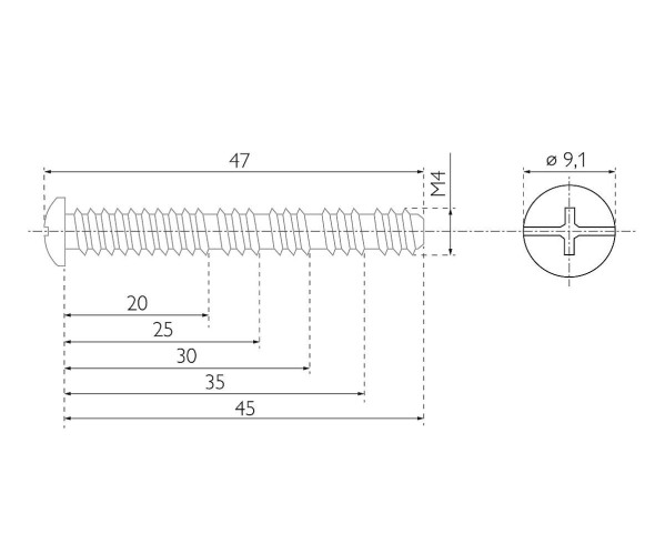Винт мебельный сегментный (20 шт.) | Цинк, характеристики